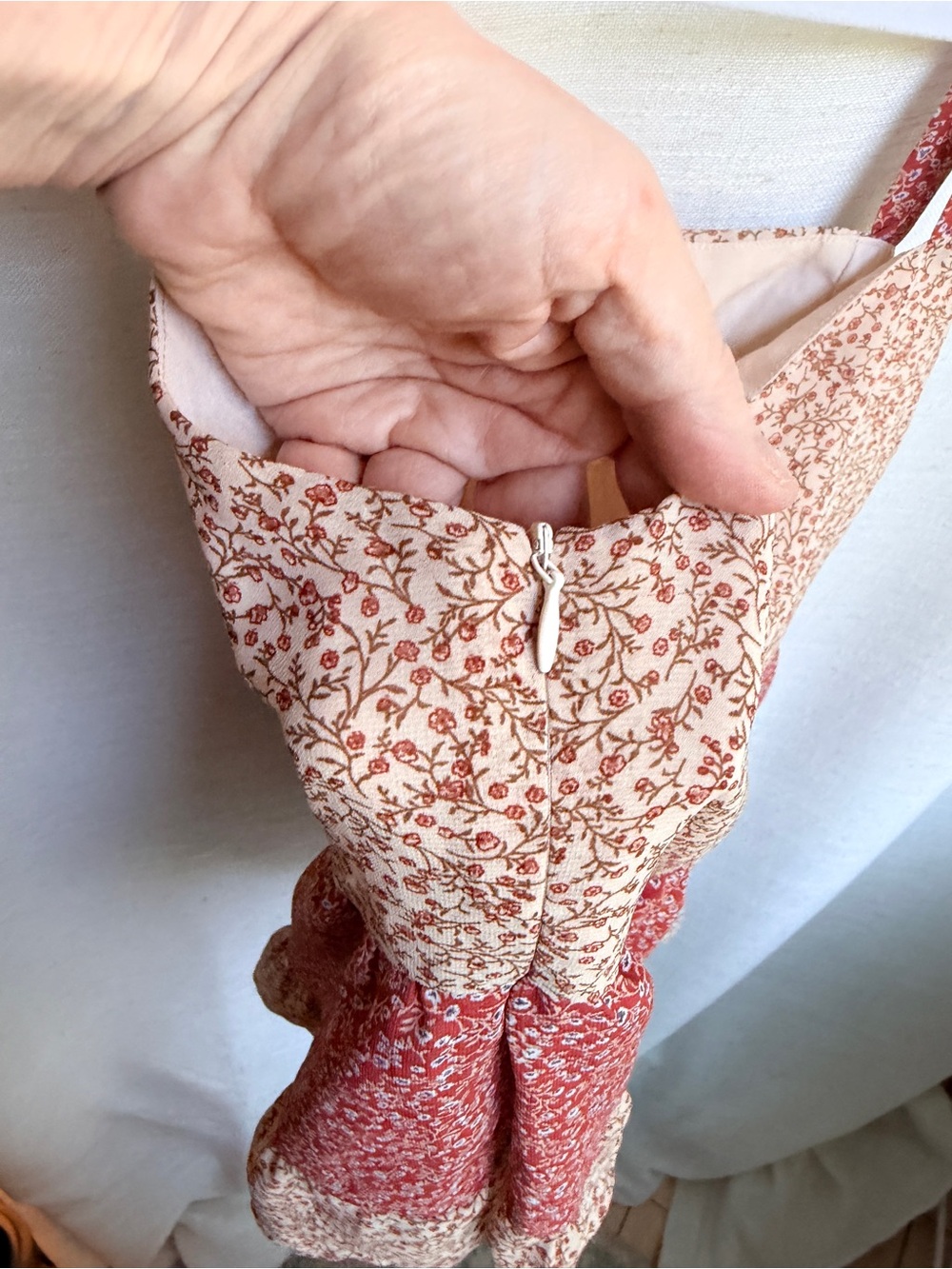 Paper Crane Rust Cream Floral Patchwork Peplum Tank Top M - Picture 4 of 5